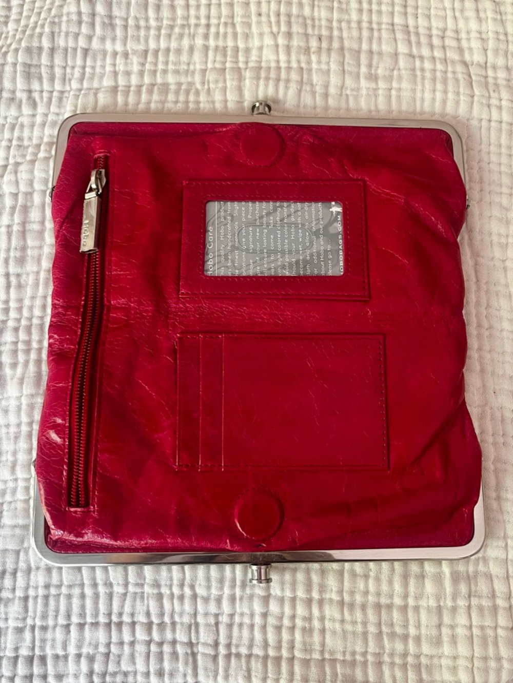 Hobo International Red Leather Lauren Bi-Fold Wallet Clutch - Picture 4 of 7